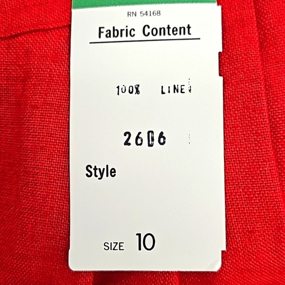Elliot Lauren Vintage 100% Linen Midi Skirt Red Side Zip & Button Size 10 (NWT) - Picture 6 of 9